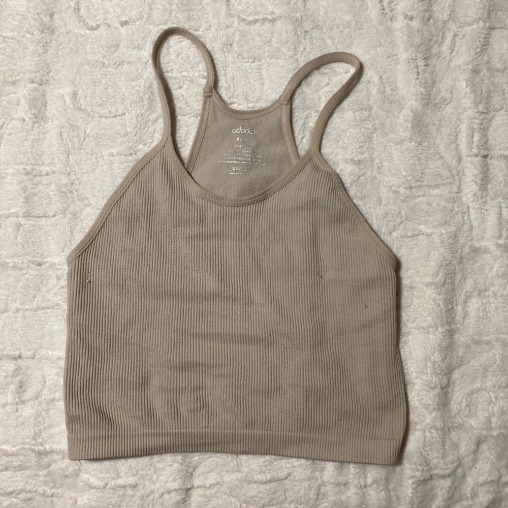 Tan Fitted Ribbed Tank Top - Picture 3 of 4